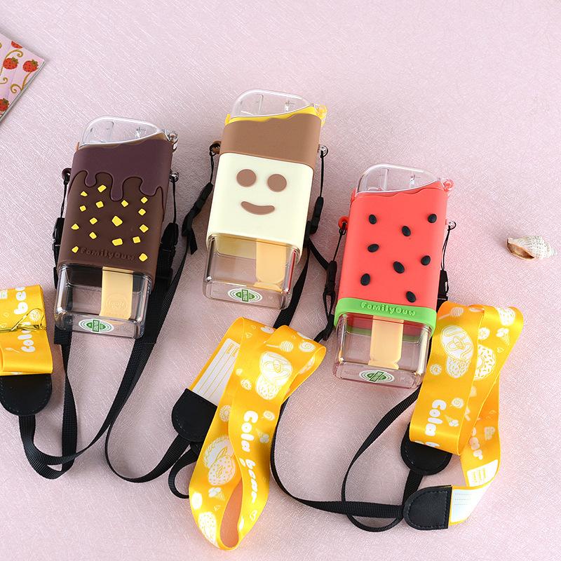 Dễ Thương Kem Nước Cho Trẻ Em Có Ống Hút Dây Popsicle Kawaii Kid Nước Dâu Cup Ấm Siêu Tốc Bình Bpa miễn Phí