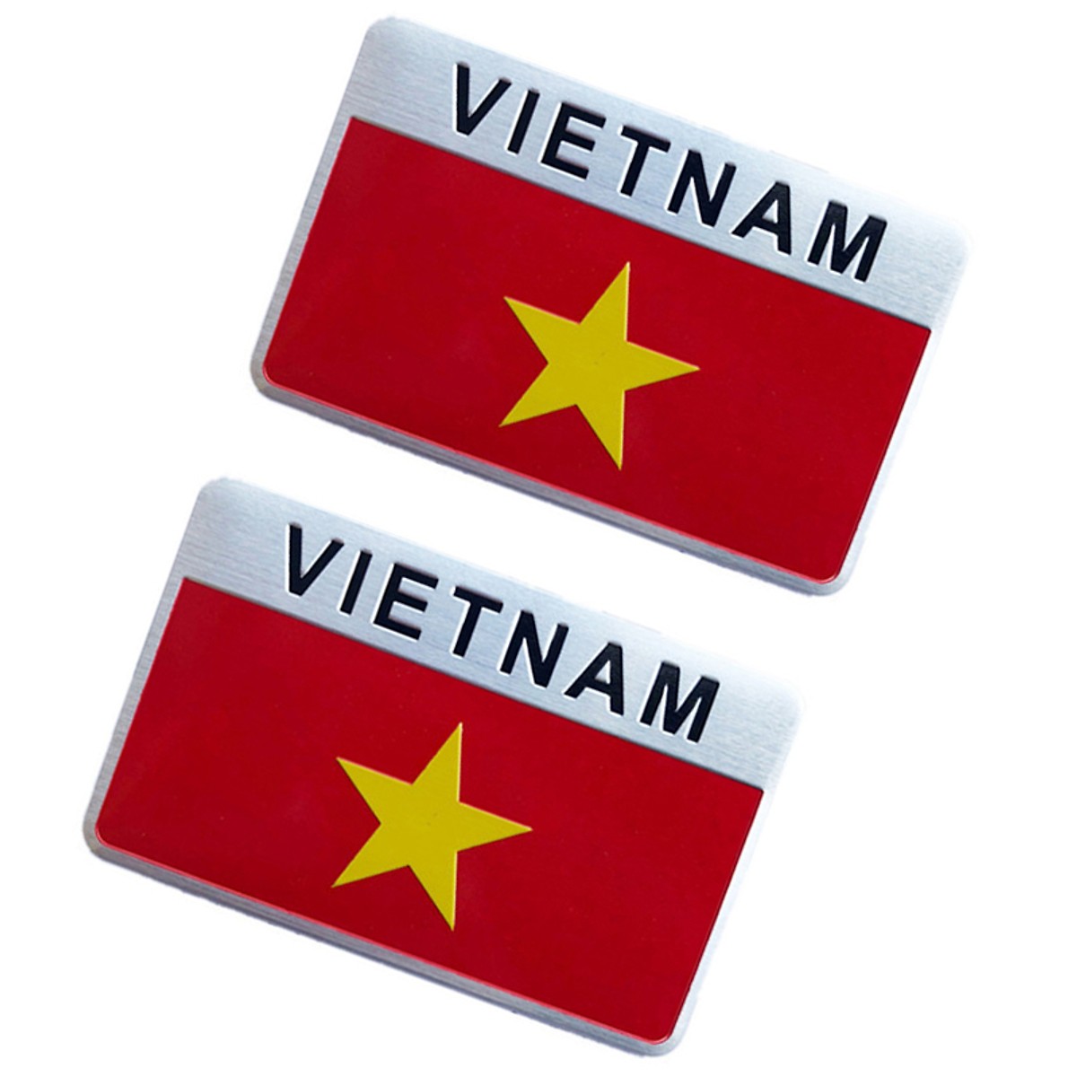 Combo 2 Chiếc Tem Hợp Kim Nhôm Cao Cấp Trang Trí Ô Tô, Xe Máy - Quốc Kỳ Việt Nam