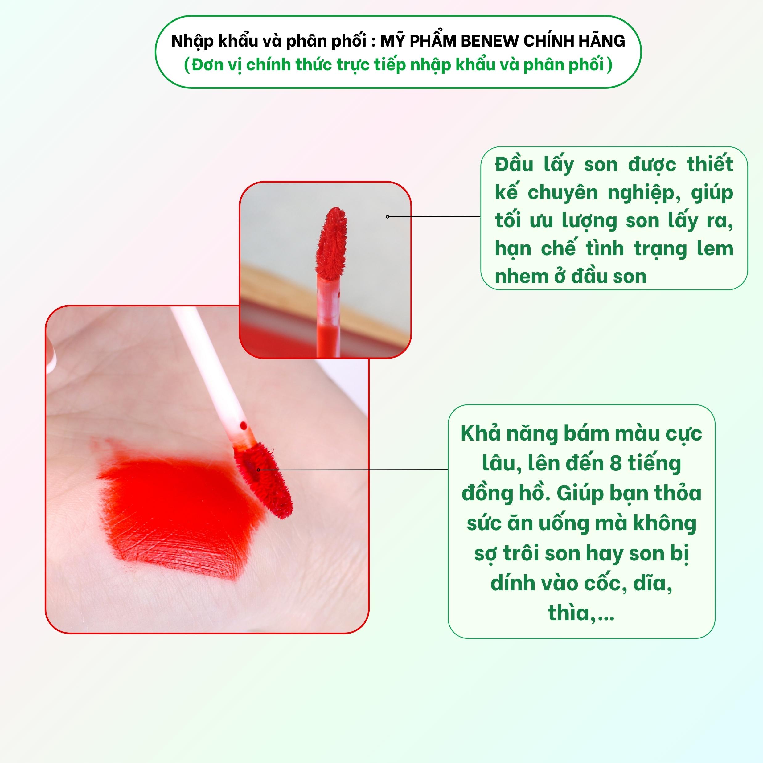 Son kem tint lì BENEW iCloud Velvet Lip Tint Dưỡng môi bền màu lâu trôi lên màu chuẩn 4.3g