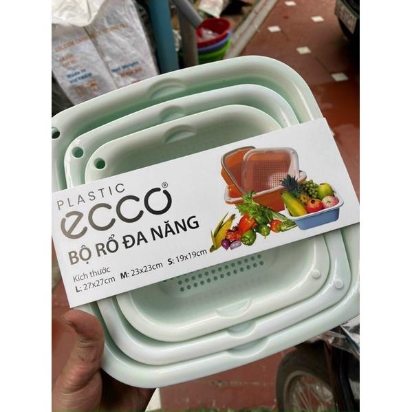 BỘ RỔ ĐA NĂNG- SET 6 MÓN GỒM 3 RỔ & 3 CHẬU NHỰA ECCO HÀNG VN