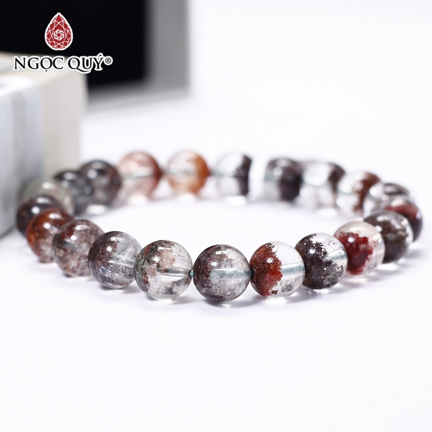 Vòng tay trơn đá thạch anh ưu linh đa sắc size hạt 10mm - Ngọc Quý Gemstones 