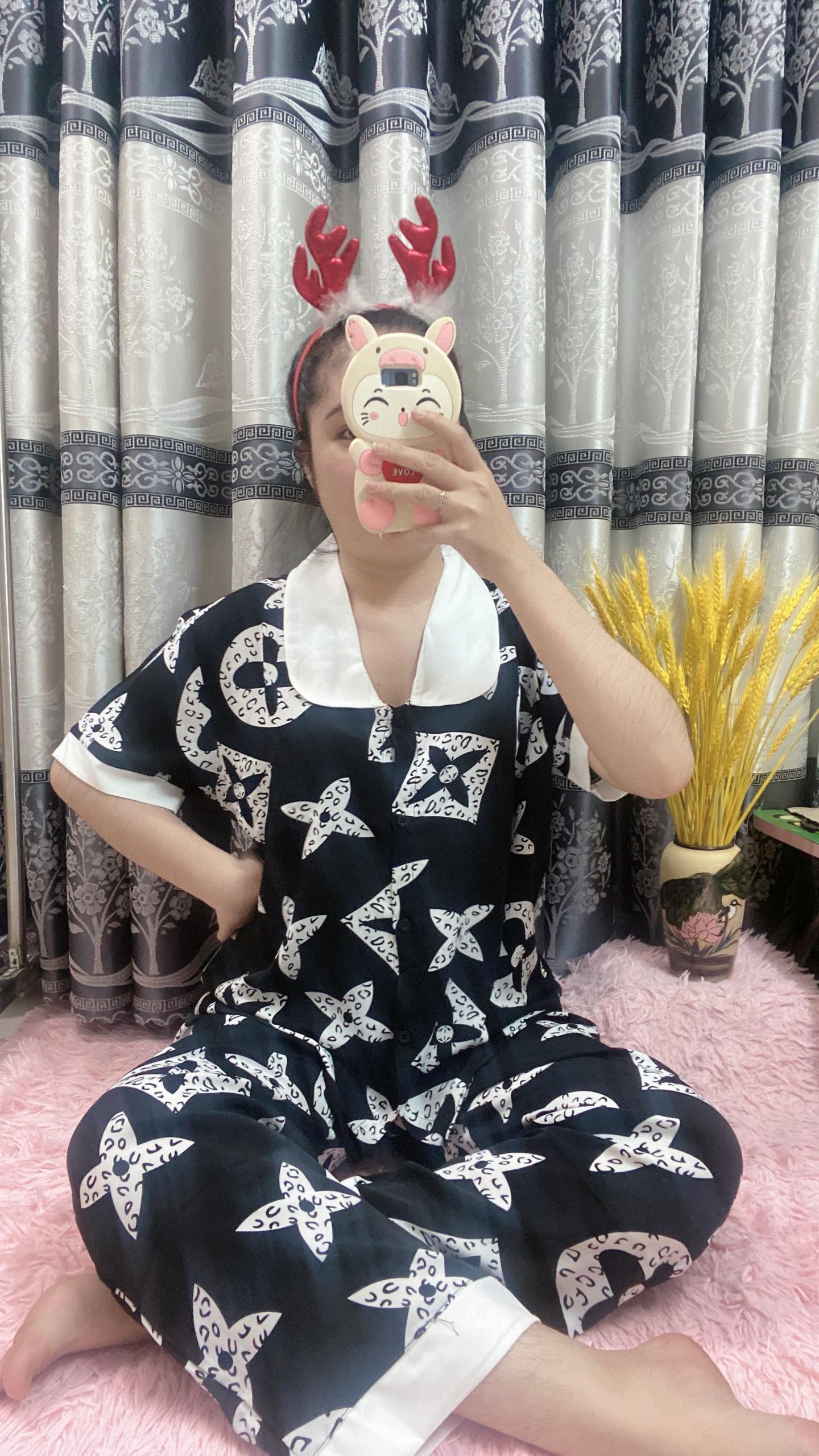 Đồ bộ pijama mặc nhà tay ngắn quần dài lụa mango cao cấp bigsize 60-75kg_đồ ngủ lụa mango cao cấp