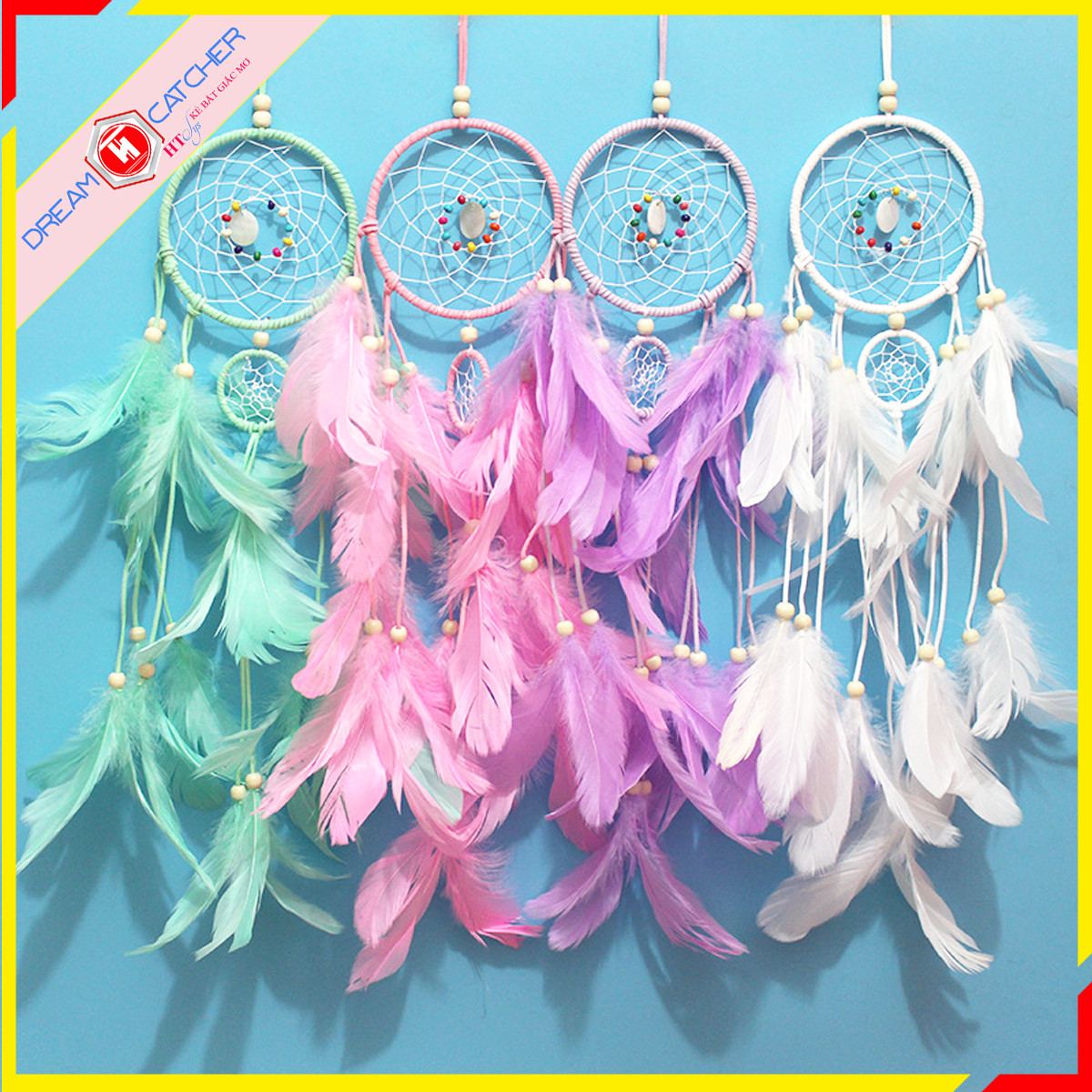 Chuông gió trang trí lông vũ HT SYS DreamCatcher - Tích hợp đèn Led