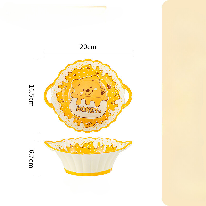 Bán lẻ Bộ Bát Đĩa Thương Hiệu Gosu họa tiết Gấu vàng Honey đáng yêu, chất men sáng bóng