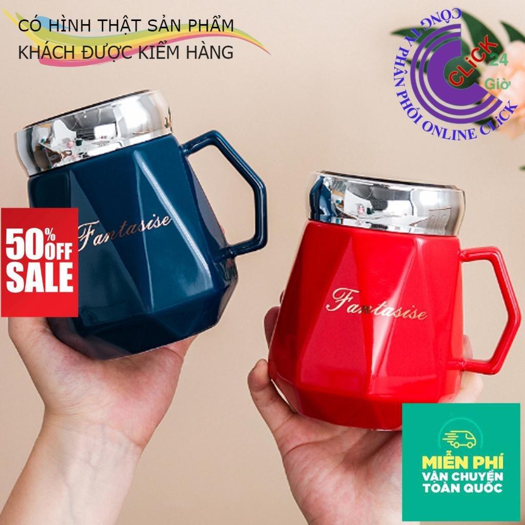 Cốc Sứ Giữ Nhiệt Hàng Đẹp Loại Cao Cấp - Ly Uống Nước Bằng Gốm Có Nắp Soi Gương Bền Đẹp Khó Vỡ - Hàng Cao Cấp
