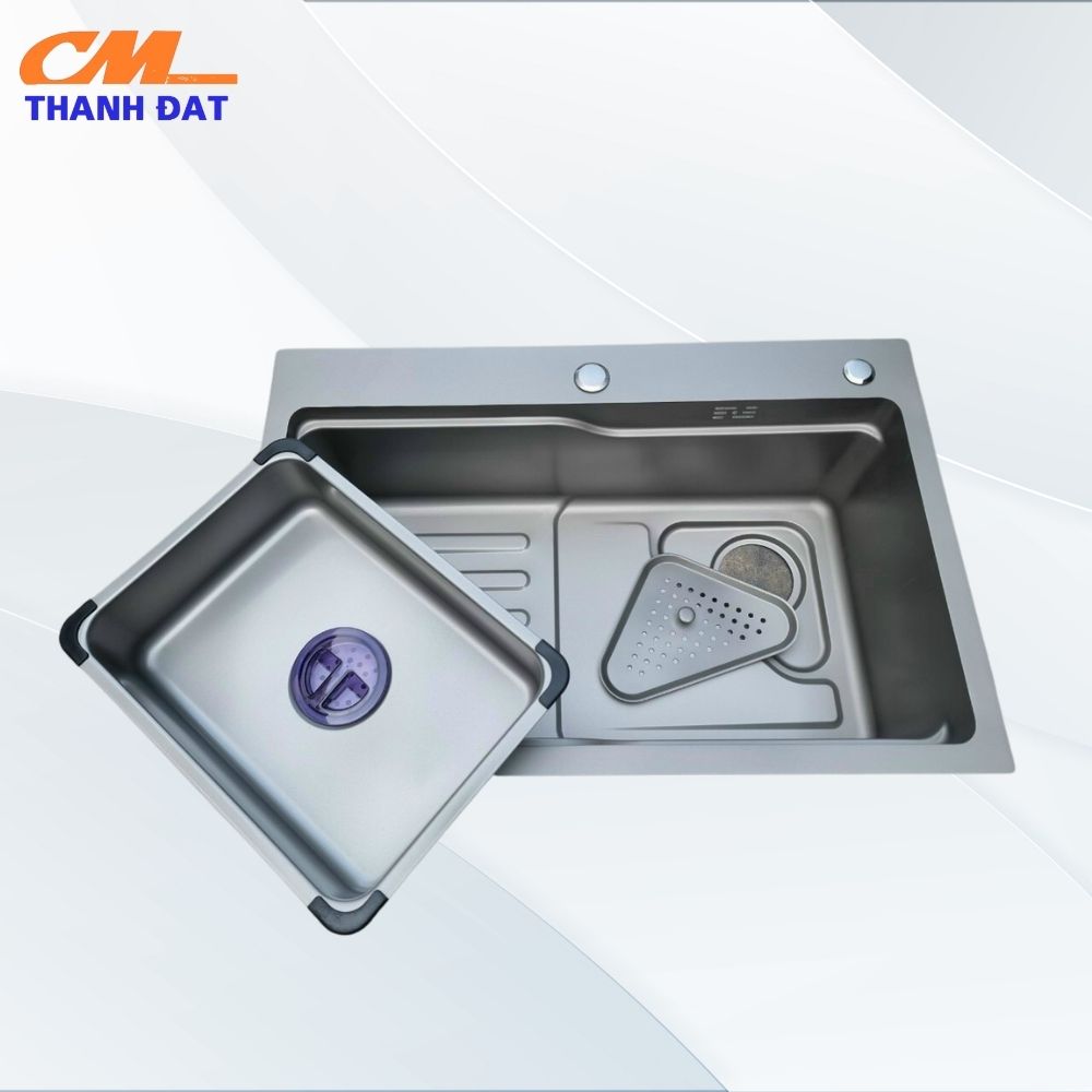 Chậu rửa chén loại 1 hố inox kích thước 68x45 cm