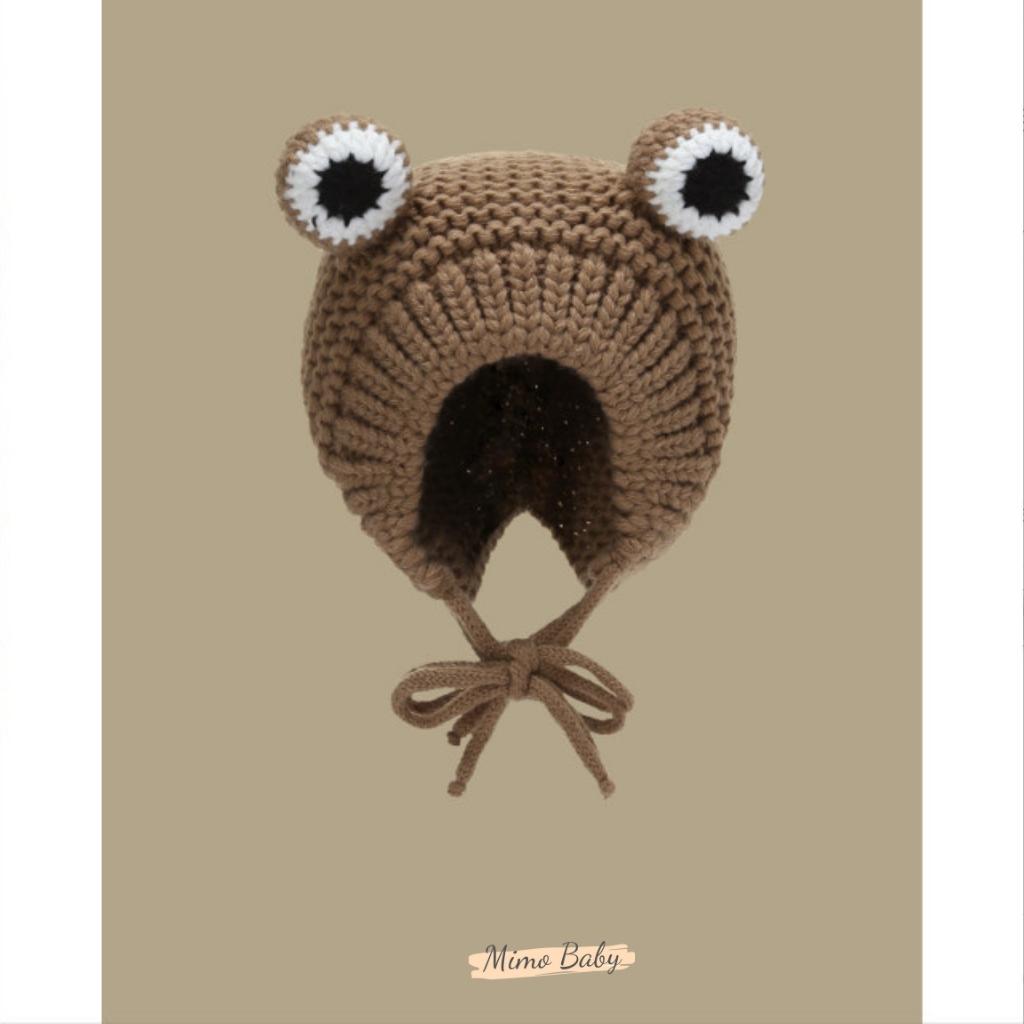 Mũ nón len buộc dây đan hình chú ếch dễ thương cho bé ML186 Mimo Baby