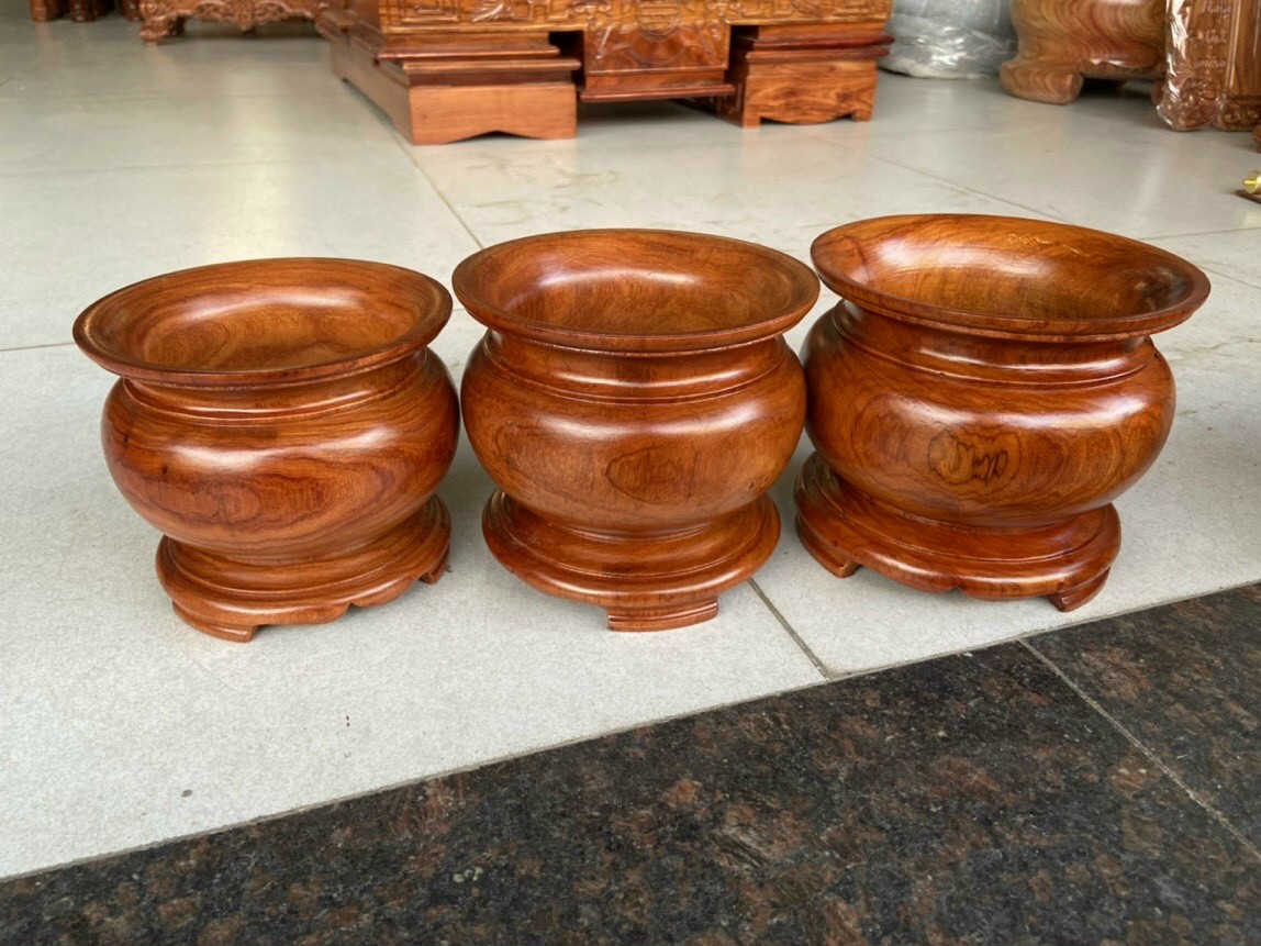Bát nhang, lư hương gỗ hương cao cấp 12-14 cm