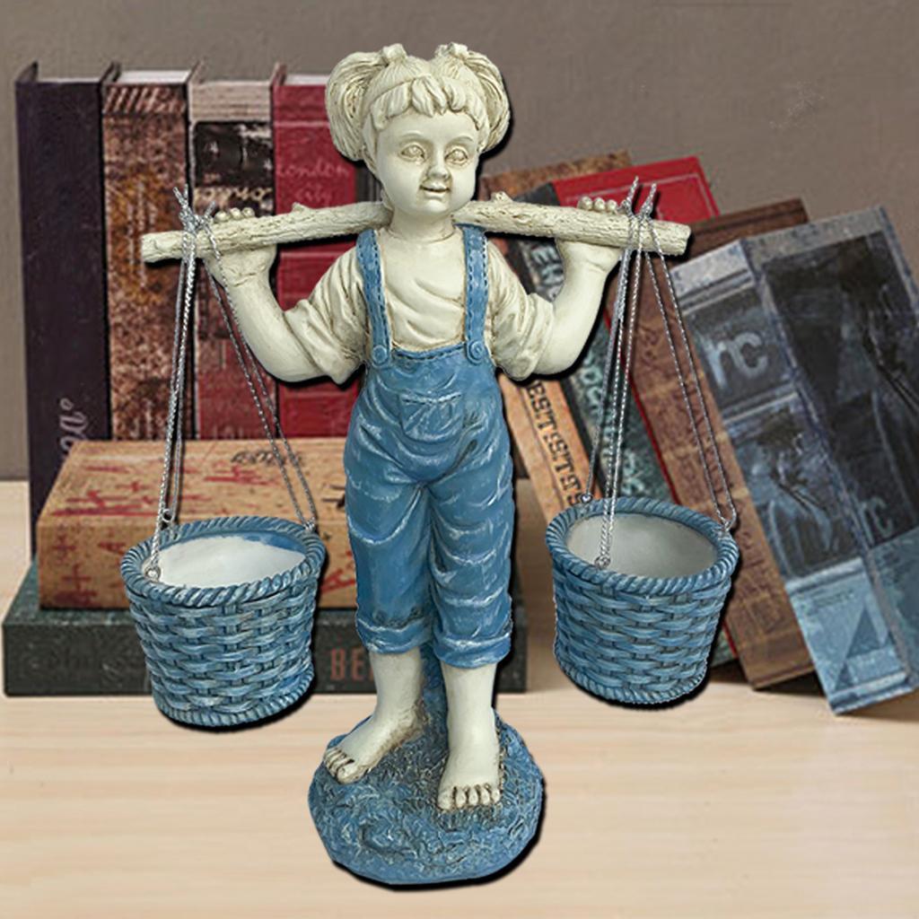 Little Statue Figurines Sculpture Lawn Planter Flower Yard Art