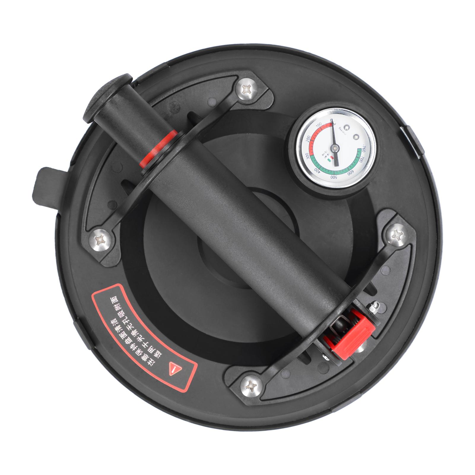 200mm Diameter Vacuum Suction Cup with Pressure Gauge 75kg High Bearing Capacity Heavy Duty Vacuum Ceramic Tile Lifter for Granite Glass Lifting Tool