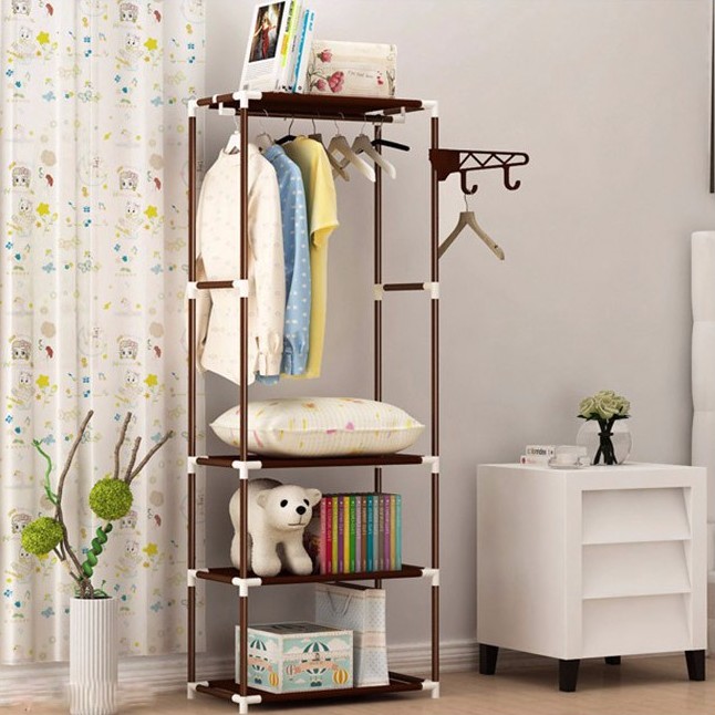 Giá treo quần áo 3 ngăn 4 tầng chữ H kèm móc treo túi xách bên cạnh, chất liệu bằng thép sơn tĩnh điện, các khớp nối bằng nhựa chắc chắn ƯU ĐÃI SỐC