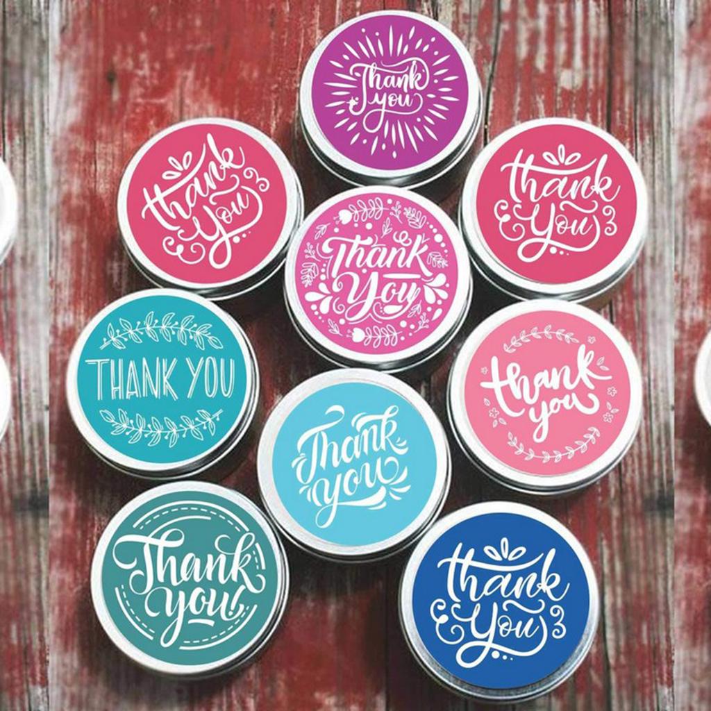 4 Rolls Thank You Packaging Sealing Stickers Round Paper Labels Red/Blue