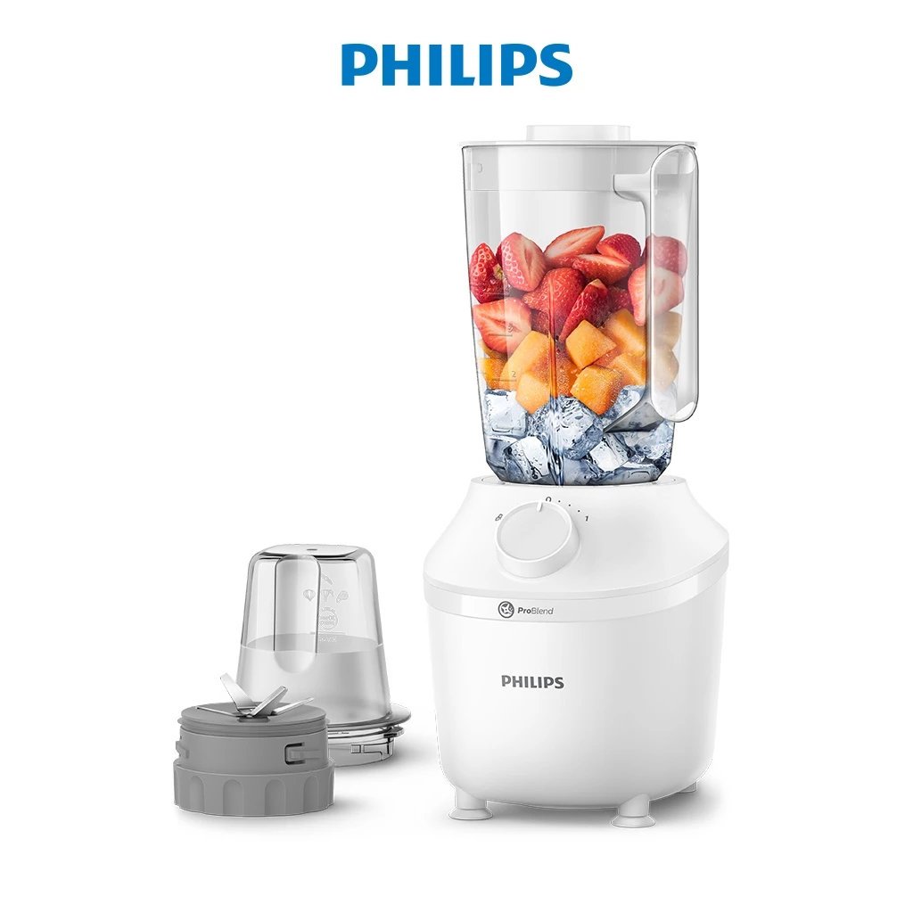 Máy xay sinh tố 2 cối Philips HR2041/10 công suất 450W, xuất xứ Indonesia - Hàng chính hãng