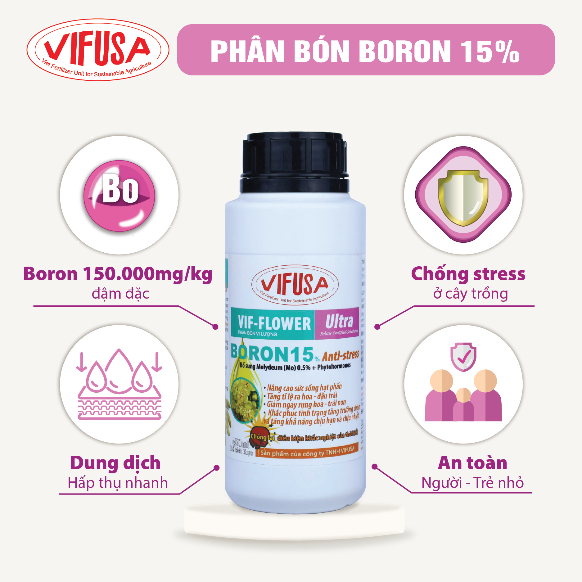 VIF-FLOWER Ultra - Phân bón Boron 15 chai 500ml