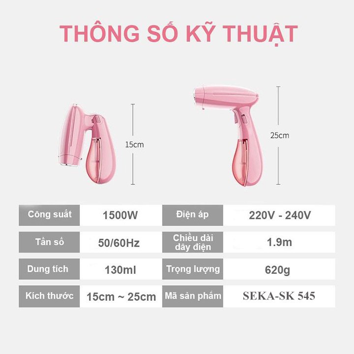 Bàn Là Hơi Nước Cầm Tay Gấp Gọn Loại Tốt 130ml 1500w (Hàng Nhập Khẩu)