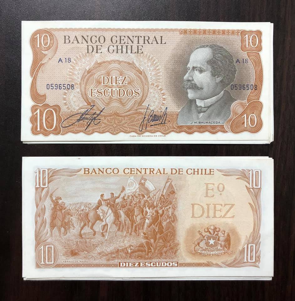 01 tờ tiền cổ 10 Escudos Chile sưu tầm