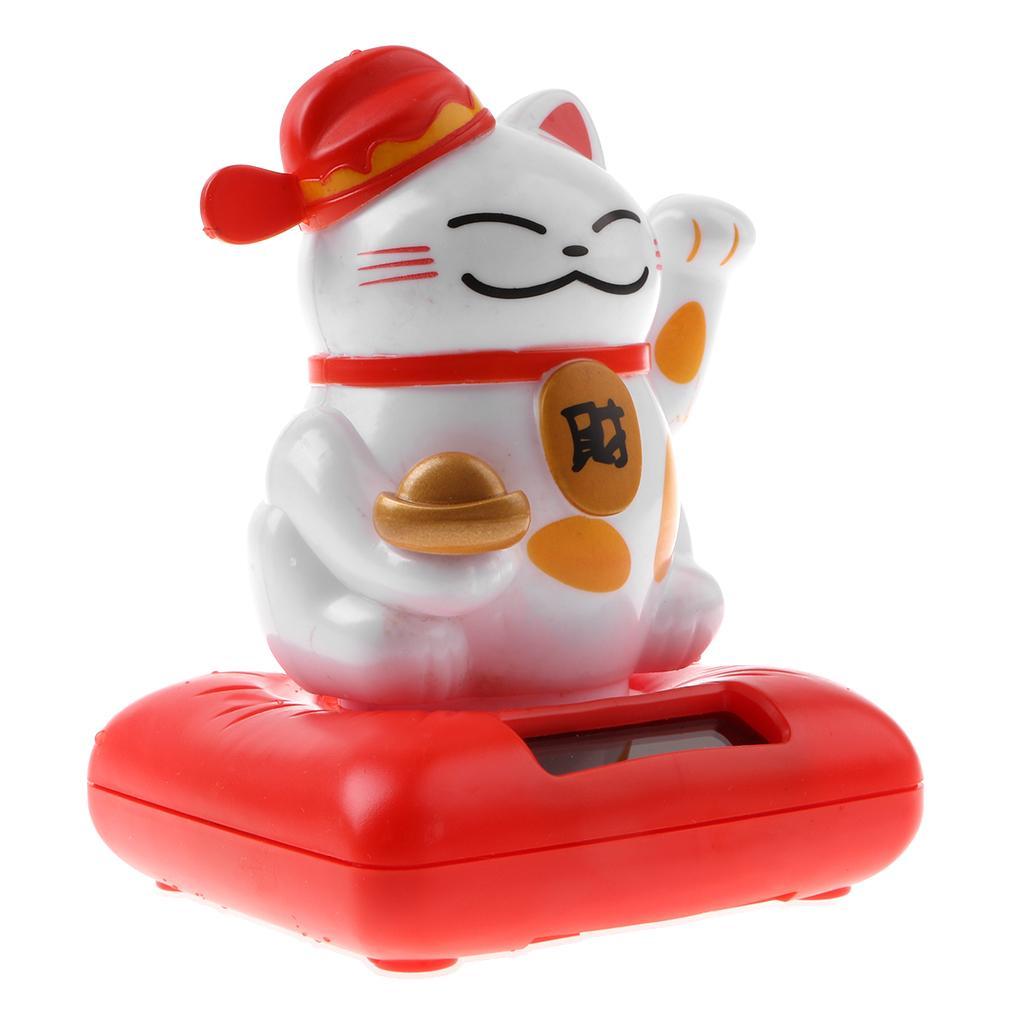 Kids Solar Powered Waving Hands Fortune Cat Kitten Animal Swinging Figure Toy Car Home Ornament Decor Kids Xmas Gifts Gag Prank Toys #C