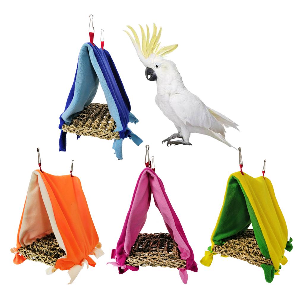 Bird Parrot Perch Tent Triangle Hammock Nest Bed Blue
