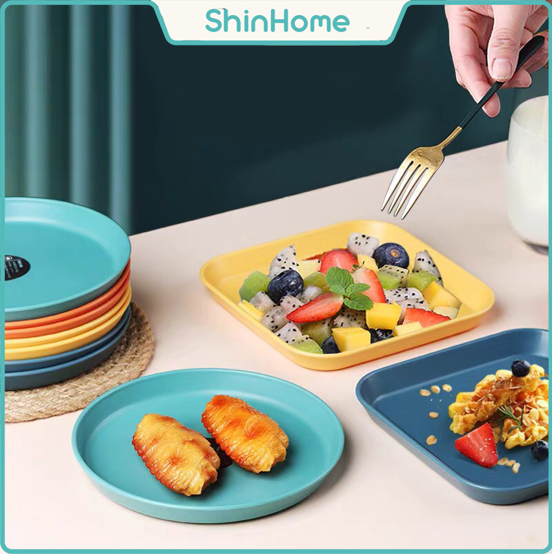 Đĩa ăn sắc màu Macaron dày dặn decor bàn ăn - đĩa ăn vuông, đĩa ăn tròn