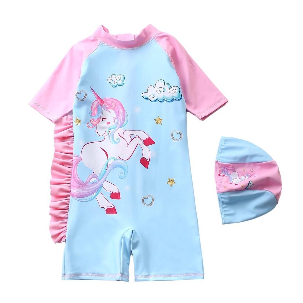 Đồ bơi bé gái liền thân ngựa pony xanh MS100151