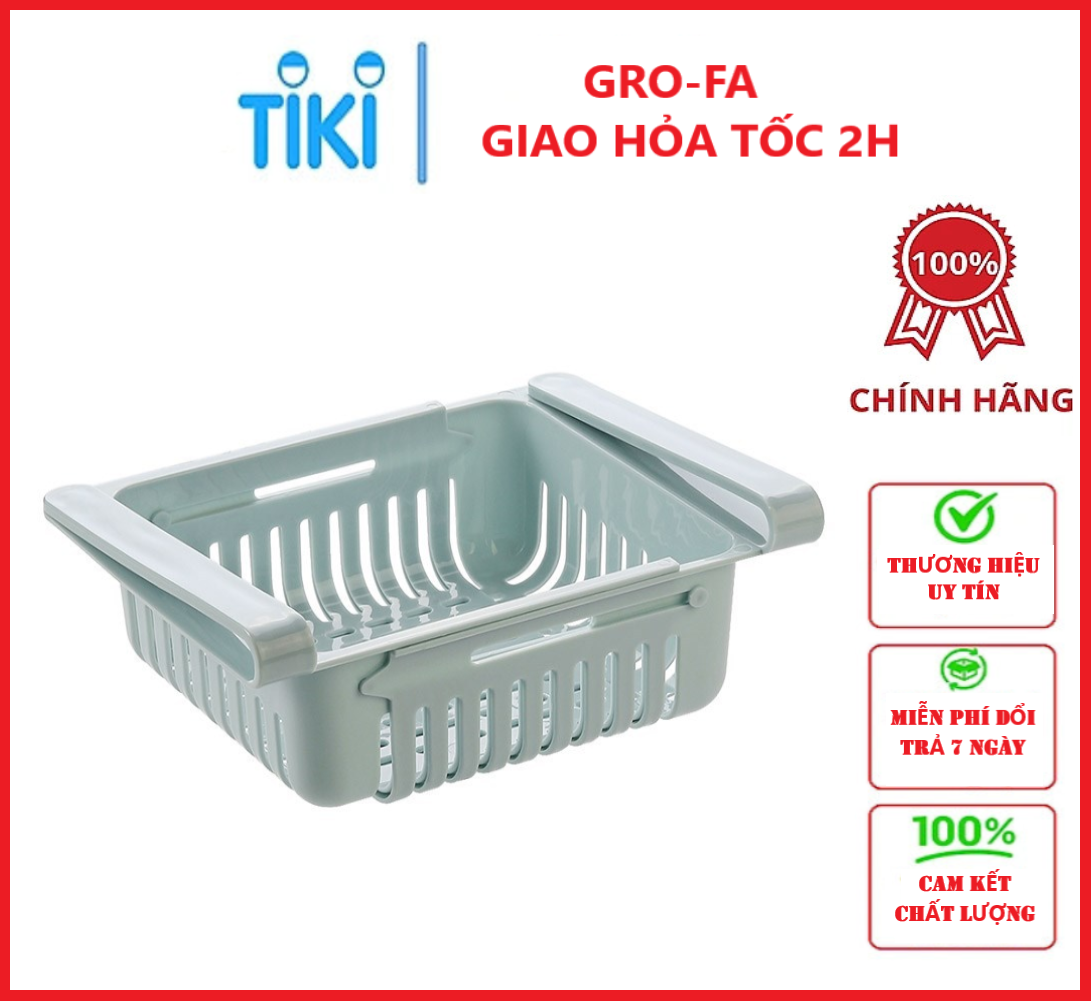 Khay Rổ Nhựa Kéo Dài Đựng Thức Ăn Thực Phẩm Trong Tủ Lạnh Thông Minh Tiện Dụng Gro-Fa (Giao màu ngẫu nhiên)