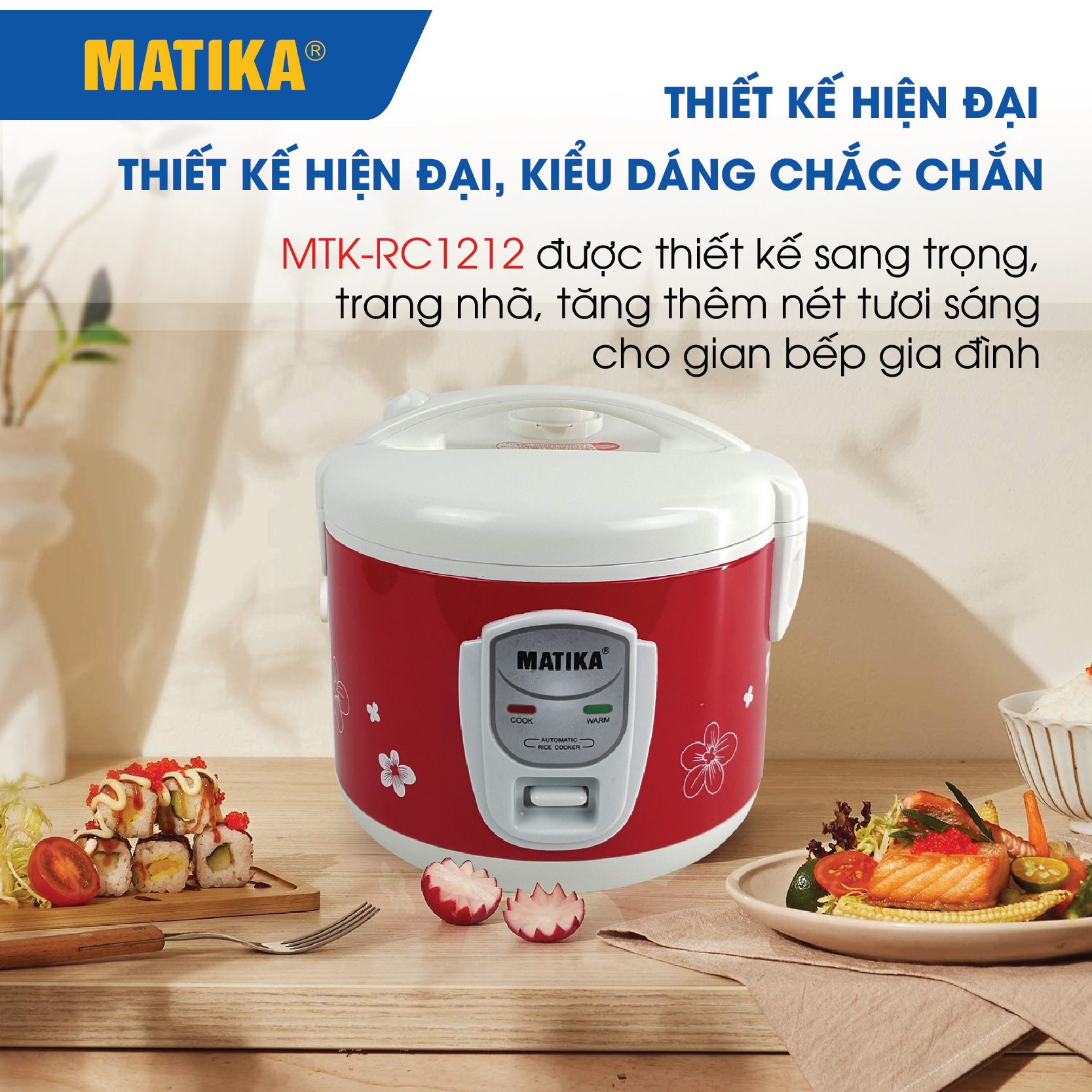 Nồi Cơm Điện MATIKA 1.5L MTK-RC1212 - Hàng chính hãng