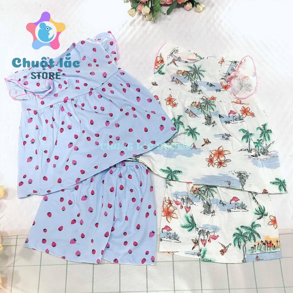Combo 2 bộ quần áo bé gái cotton xuất dư kiểu babydoll cho bé từ 8kg đến 18kg
