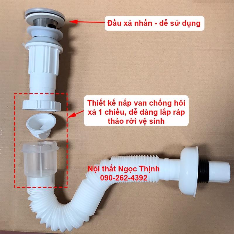 Xả lavabo ruột gà chống hôi - xả Xi phông gắn lavabo sứ