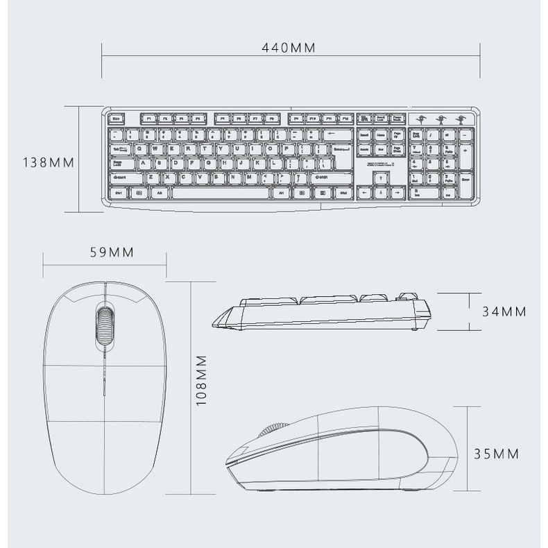 Bộ bàn phím chuột không dây wireless USB 2.4GHz KM60 gõ êm nhẹ không gây tiếng ồn giá rẻ dùng cho văn phòng, sinh viên