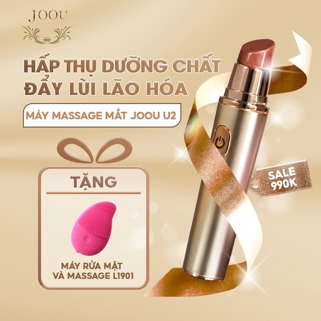 Máy massage mắt giảm nếp nhăn, giảm bọng mắt JOOU U2 Công nghệ Nhật Bản - Đầu đá Bian, Tặng Máy Rửa Mặt Massage JOOU L1901