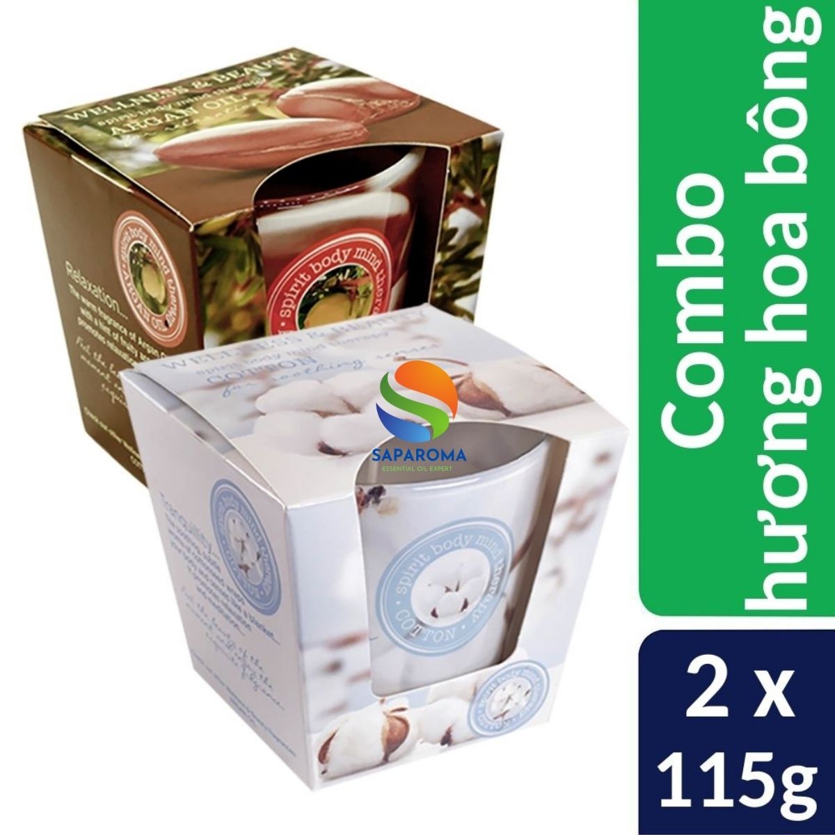 Combo 2 ly nến thơm tinh dầu Bartek Wellness &amp; Beauty 115g - hương hoa bông, nến trang trí, thơm phòng, thư giãn, hỗ trợ khử mùi