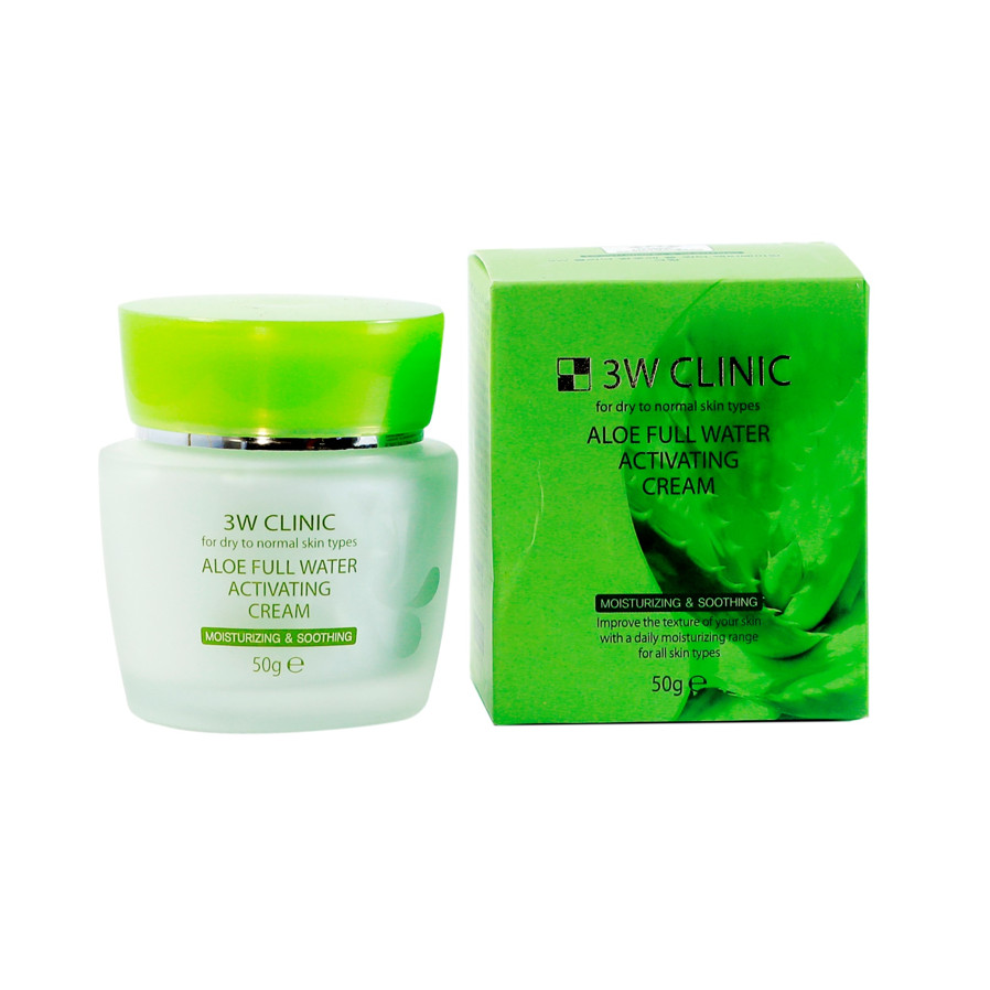 Kem dưỡng trắng da cấp nước tinh chất Lô Hội 3W CLINIC ALOE FULL WATER ACTIVATING CREAM 50ml