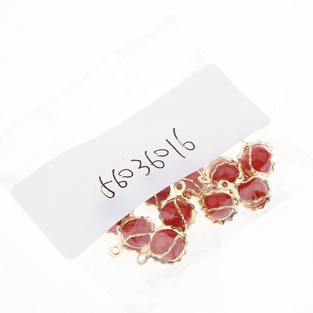 10 Pieces Round Pearl with Copper Pendant DIY Earring Necklace