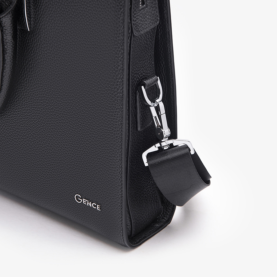 Túi Xách Công Sở Nam Cặp Da Doanh Nhân GENCE CTS12 Da Bò Khóa Số Cao Cấp Màu Đen
