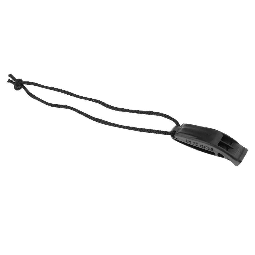 Black Safety Whistle with Lanyard for Outdoor Boating Hiking Emergency Rescue Signaling