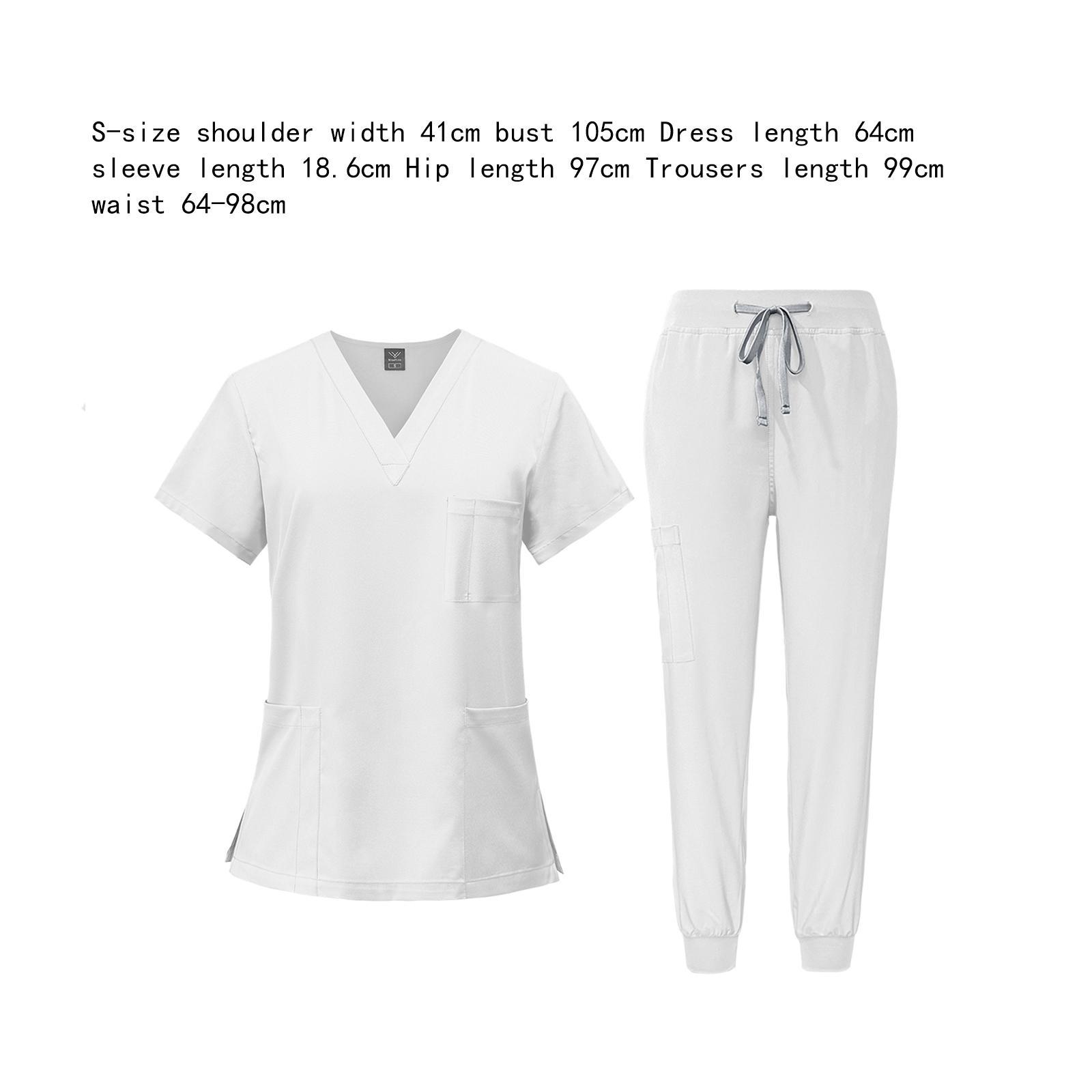 Nursing Uniforms Beauty Salon Shop V Neck T Shirts Women Scrubs Sets