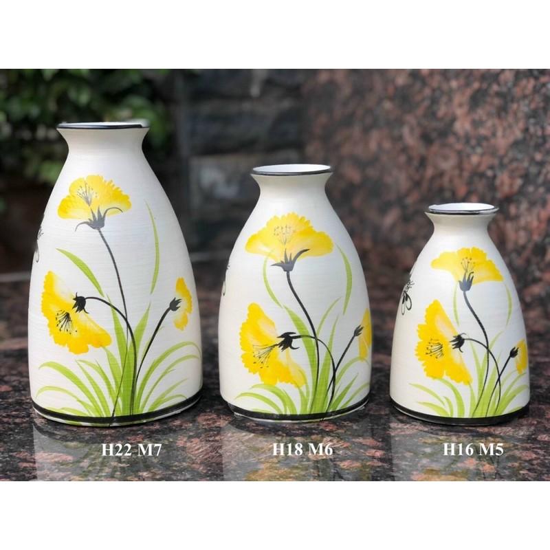 Set 3 bình cắm hoa-trang trí decor. Gốm sứ Bát Tràng.