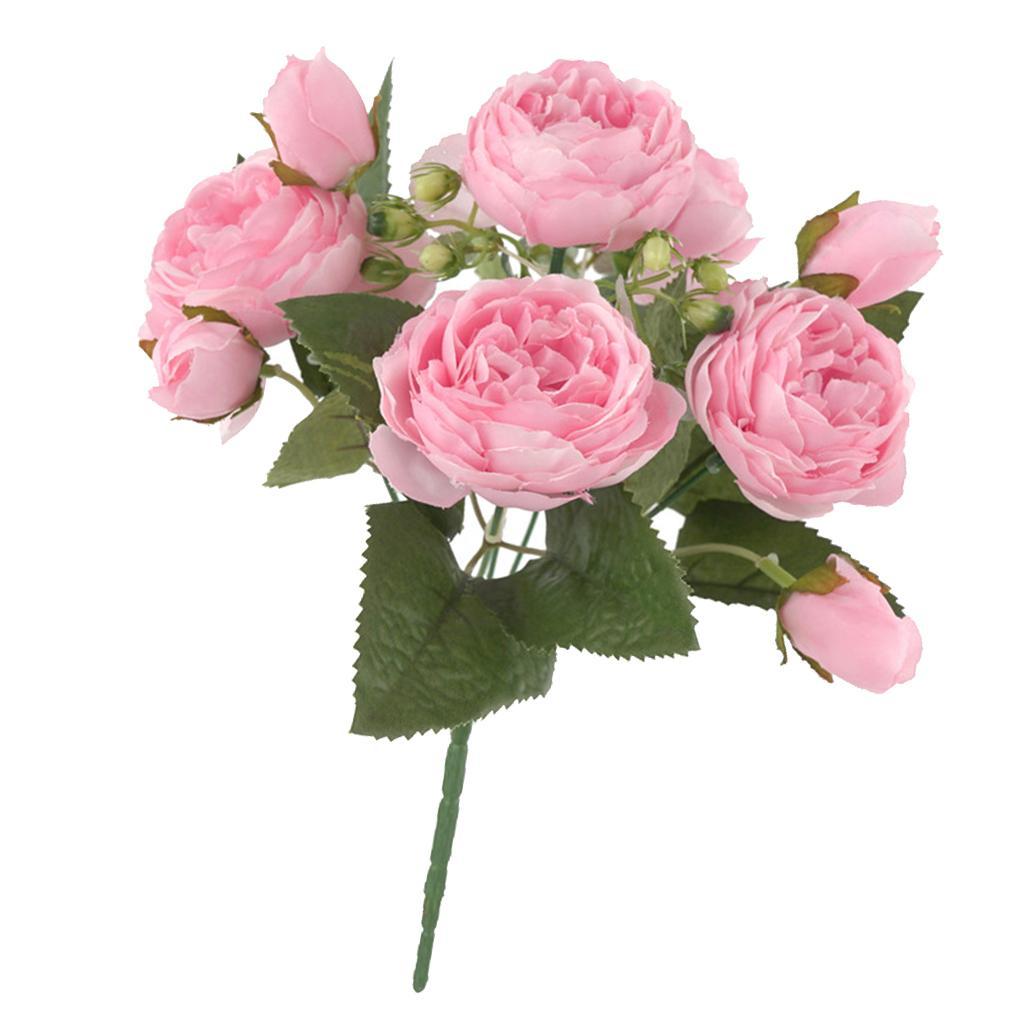 2X Artificial Silk Peony Bridal Bouquets for Wedding Home Decoration Pink