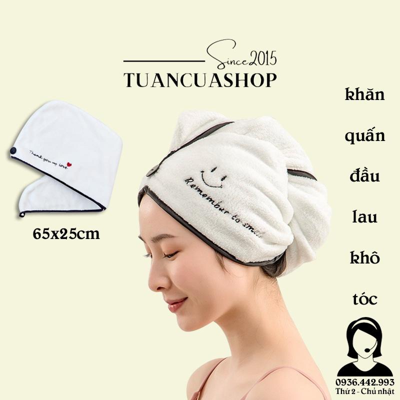 Khăn quấn ủ tóc lau khô siêu tốc có nút cài tiện lợi