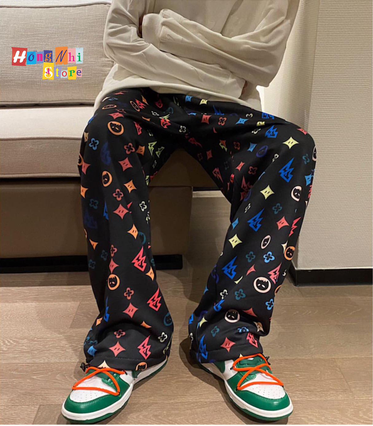 Quần Jogger 3D Ulzzang Unisex Jogger Hoạt Hình Dây Rút Lai Ống Rộng V2 - MM