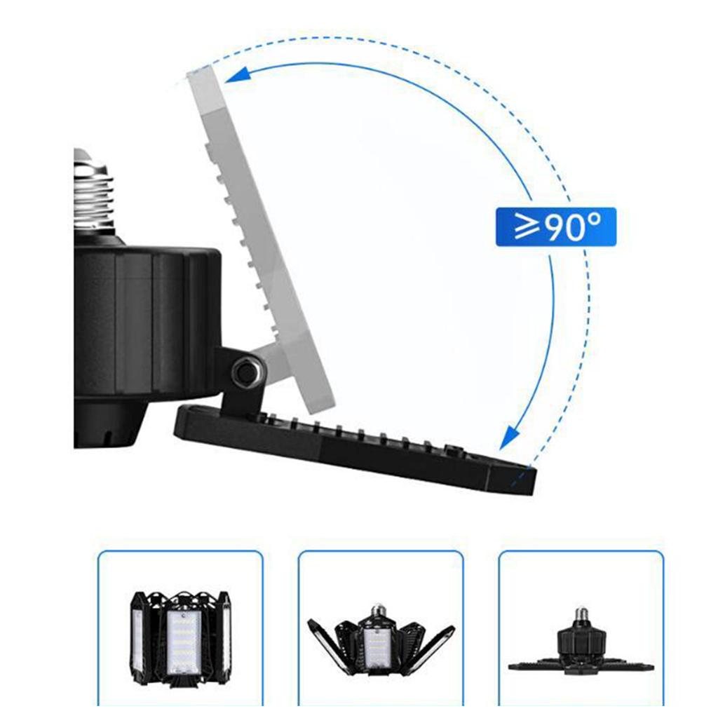 LED Garage Light, Ultra Bright 80W LED Garage Ceiling Lights with E26/E27 Screw Socket, 5 Adjustable Panels 6500K Shop, Barn, Bay Lighting