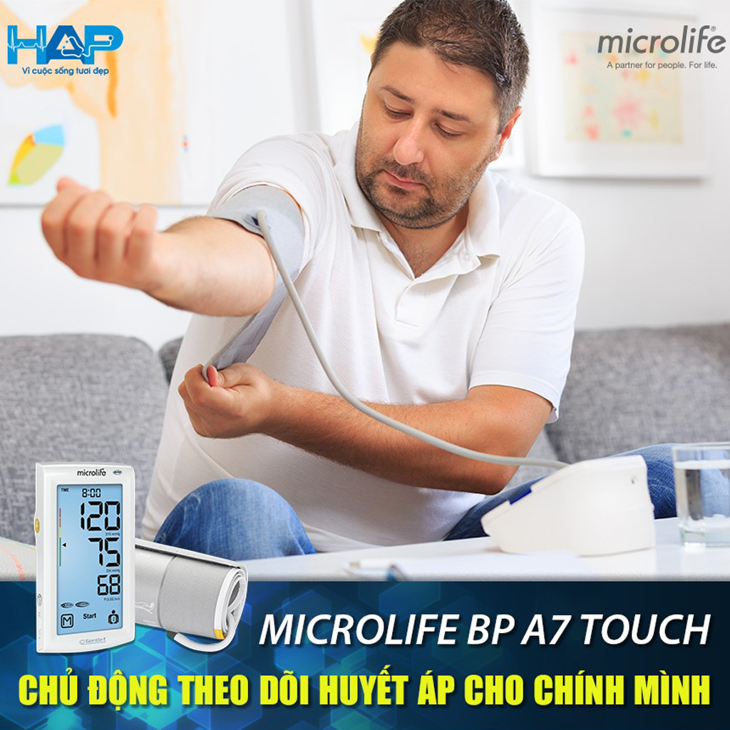 [Kết Nối Bluetooth] Máy đo huyết áp bắp tay Microlife BP A7 Touch BT - Tầm Soát Bệnh Rung Nhĩ Với Công Nghệ Afib