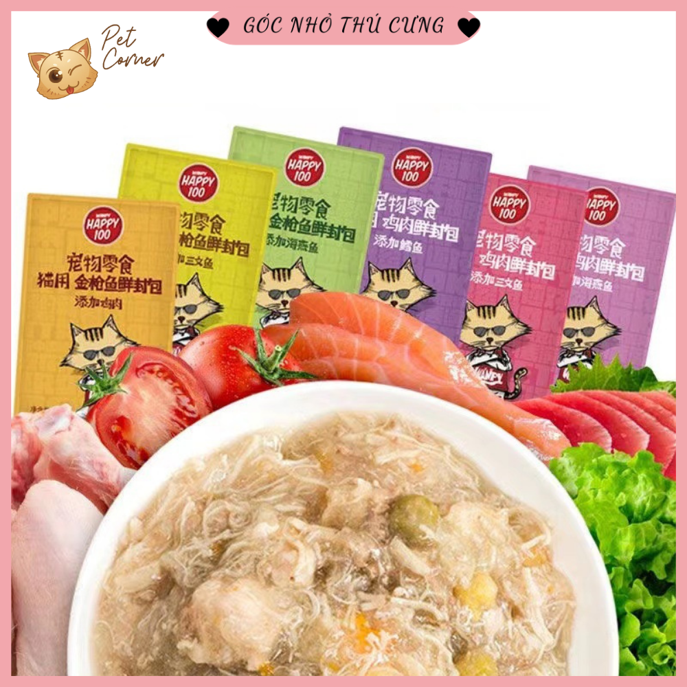 Pate Wanpy Happy 100 cho mèo - Thức ăn ướt cho mèo thơm ngon bổ dưỡng
