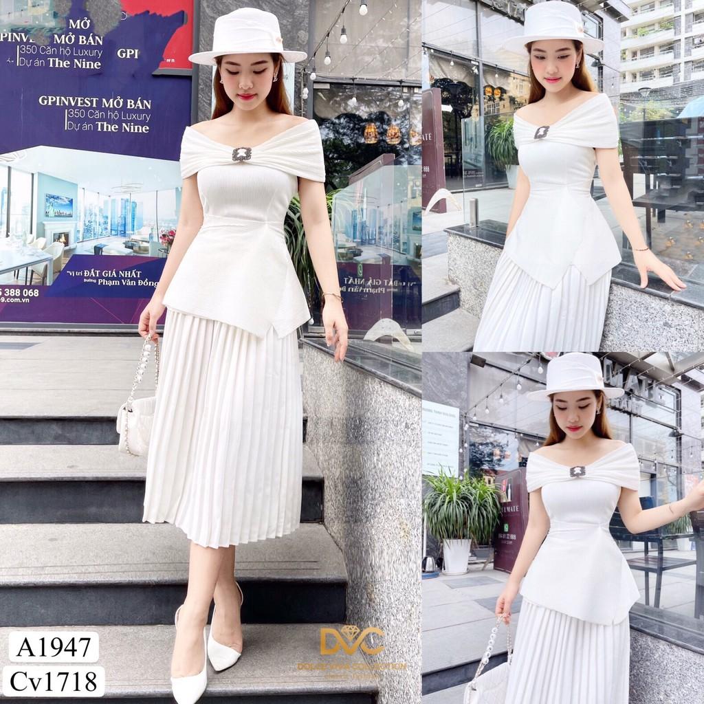 Áo trắng trễ vai tag ngực A1947 - Đẹp Shop DVC Kèm ảnh thật trải sàn do shop tự chụp - Riêng áo,size L