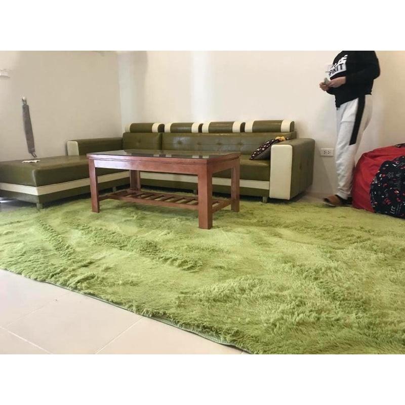 Thảm lông lót sàn phòng ngủ màu xanh 2m x 1m6
