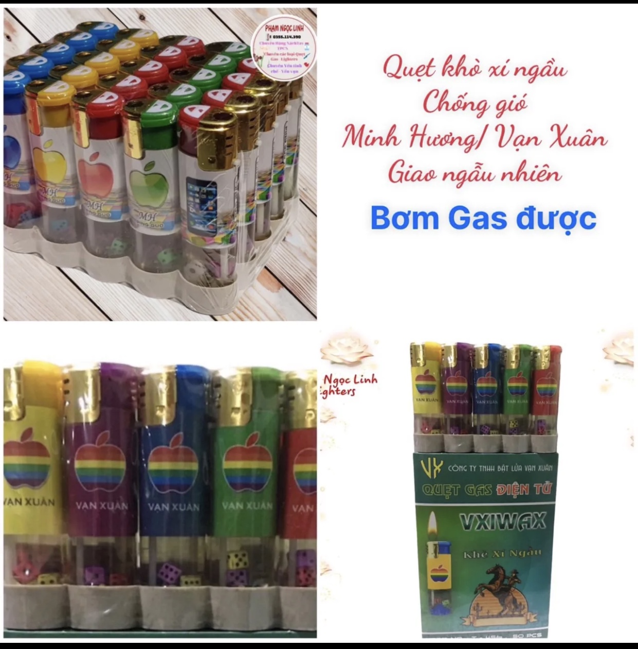 Bật lửa , Quẹt khò xí ngầu chống gió Bơm gas được , lốc 25 cái và hộp 50 cái