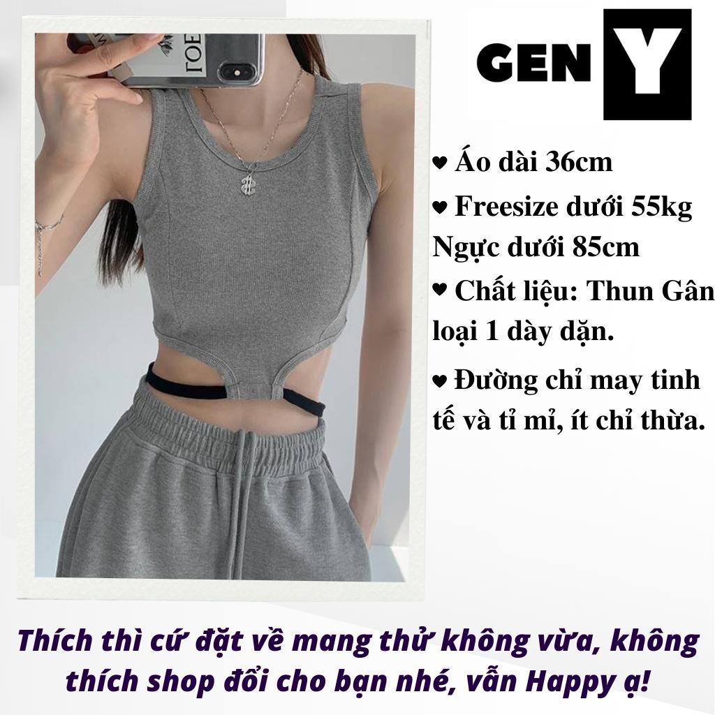 Áo Ba Lỗ Nữ Sát Nách Phối Dây Eo GenY - Áo Croptop Ôm 3 Lỗ Chất Thun Gân Mềm Mịn