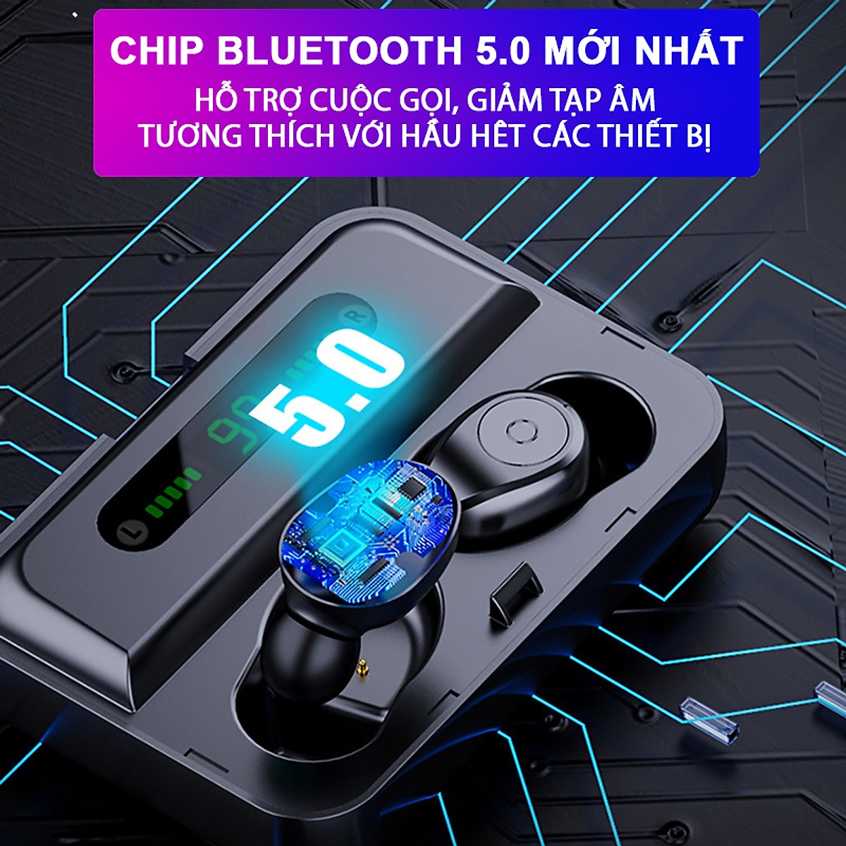 Tai Nghe Bluetooth (Tai Nghe Không Dây) ELEVATED 5.0 Cao Cấp - Tương Thích Cao Với Mọi Loại Điện Thoại - Hàng Chính Hãng