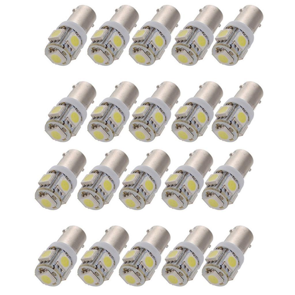 20x White BA9S 5050 5SMD Car Dash Dome Map Reading Rear Trunk LED Light Bulb Low Power Consumption