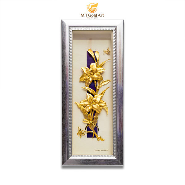 Tranh Hoa ly dát vàng (18x40cm) MT Gold Art- Hàng chính hãng, trang trí nhà cửa, phòng làm việc, quà tặng sếp, đối tác, khách hàng, tân gia, khai trương